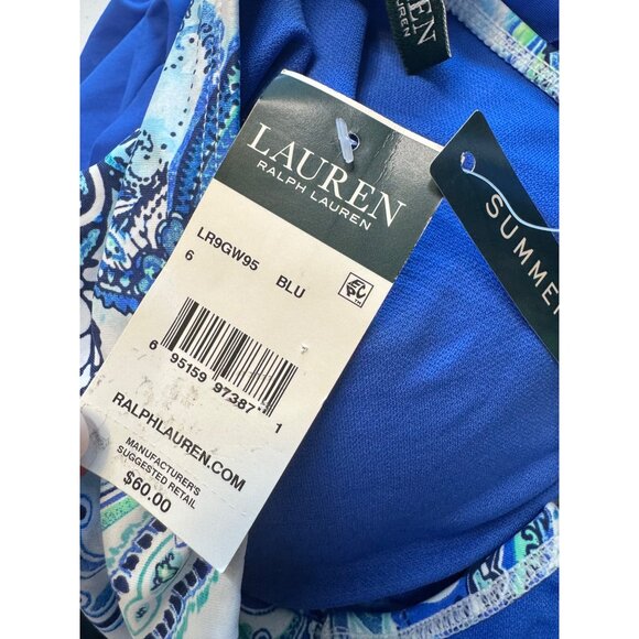 Ralph Lauren Tankini Swim Size 6 Halter Top Print Bottom NWT Blue Ruffle Print B - Picture 9 of 12